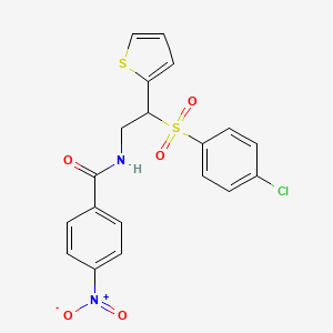 molecular formula C19H15ClN2O5S2 B2578411 N-[2-[(4-chlorophenyl)sulfonyl]-2-(2-thienyl)ethyl]-4-nitrobenzamide CAS No. 896322-97-7