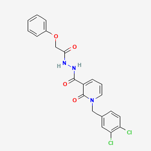 molecular formula C21H17Cl2N3O4 B2578418 1-(3,4-dichlorobenzyl)-2-oxo-N'-(2-phenoxyacetyl)-1,2-dihydropyridine-3-carbohydrazide CAS No. 1105212-52-9