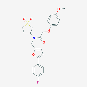 molecular formula C24H24FNO6S B257842 N-(1,1-dioxidotetrahydro-3-thienyl)-N-{[5-(4-fluorophenyl)-2-furyl]methyl}-2-(4-methoxyphenoxy)acetamide 