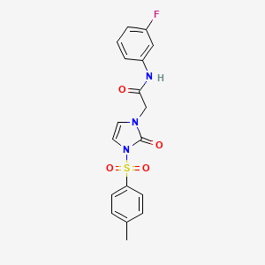 molecular formula C18H16FN3O4S B2578424 N-(3-fluorophenyl)-2-[3-(4-methylphenyl)sulfonyl-2-oxoimidazol-1-yl]acetamide CAS No. 942005-51-8