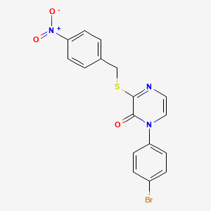 B2578428 1-(4-bromophenyl)-3-((4-nitrobenzyl)thio)pyrazin-2(1H)-one CAS No. 946295-41-6