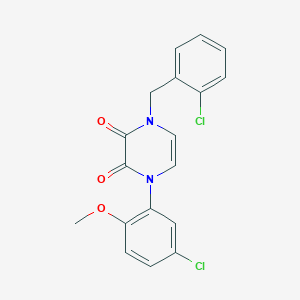 molecular formula C18H14Cl2N2O3 B2578434 1-(5-Chloro-2-methoxyphenyl)-4-[(2-chlorophenyl)methyl]pyrazine-2,3-dione CAS No. 898438-10-3