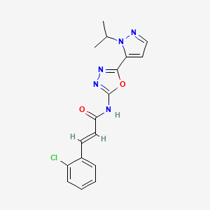 molecular formula C17H16ClN5O2 B2578438 (E)-3-(2-chlorophenyl)-N-(5-(1-isopropyl-1H-pyrazol-5-yl)-1,3,4-oxadiazol-2-yl)acrylamide CAS No. 1173553-03-1