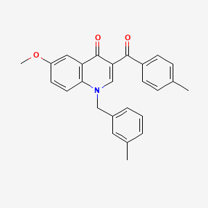 molecular formula C26H23NO3 B2578440 6-methoxy-3-(4-methylbenzoyl)-1-(3-methylbenzyl)quinolin-4(1H)-one CAS No. 866016-72-0