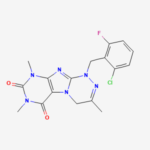 molecular formula C17H16ClFN6O2 B2578442 1-(2-氯-6-氟苄基)-3,7,9-三甲基-7,9-二氢-[1,2,4]三嗪并[3,4-f]嘌呤-6,8(1H,4H)-二酮 CAS No. 898440-41-0