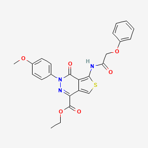 molecular formula C24H21N3O6S B2578443 Ethyl 3-(4-methoxyphenyl)-4-oxo-5-[(2-phenoxyacetyl)amino]thieno[3,4-d]pyridazine-1-carboxylate CAS No. 851952-29-9