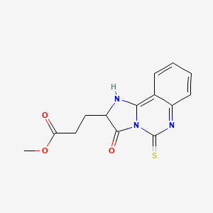 molecular formula C14H13N3O3S B2578447 methyl 3-{3-oxo-5-sulfanylidene-2H,3H,5H,6H-imidazo[1,2-c]quinazolin-2-yl}propanoate CAS No. 1219172-46-9