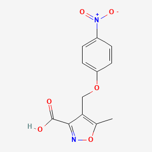 molecular formula C12H10N2O6 B2578448 5-Methyl-4-[(4-nitrophenoxy)methyl]isoxazole-3-carboxylic acid CAS No. 938001-10-6