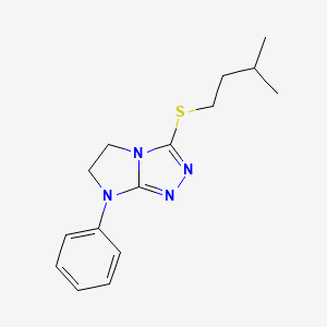 molecular formula C15H20N4S B2578452 3-(isopentylthio)-7-phenyl-6,7-dihydro-5H-imidazo[2,1-c][1,2,4]triazole CAS No. 923694-17-1
