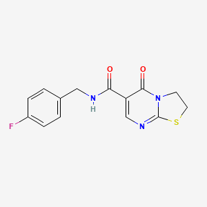 molecular formula C14H12FN3O2S B2578460 N-(4-fluorobenzyl)-5-oxo-3,5-dihydro-2H-thiazolo[3,2-a]pyrimidine-6-carboxamide CAS No. 443328-95-8