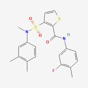 molecular formula C21H21FN2O3S2 B2578463 3-{[(3,4-dimethylphenyl)(methyl)amino]sulfonyl}-N-(3-fluoro-4-methylphenyl)thiophene-2-carboxamide CAS No. 1029771-91-2