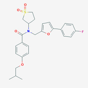 molecular formula C26H28FNO5S B257847 N-(1,1-dioxidotetrahydro-3-thienyl)-N-{[5-(4-fluorophenyl)-2-furyl]methyl}-4-isobutoxybenzamide 