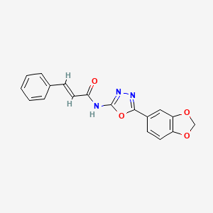 molecular formula C18H13N3O4 B2578502 N-(5-(苯并[d][1,3]二氧杂环-5-基)-1,3,4-恶二唑-2-基)肉桂酰胺 CAS No. 1006810-92-9