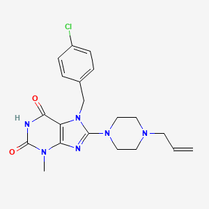 molecular formula C20H23ClN6O2 B2578503 7-[(4-氯苯基)甲基]-3-甲基-8-(4-丙-2-烯基哌嗪-1-基)嘌呤-2,6-二酮 CAS No. 887030-36-6