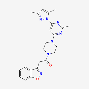 molecular formula C23H25N7O2 B2578506 2-(benzo[d]isoxazol-3-yl)-1-(4-(6-(3,5-dimethyl-1H-pyrazol-1-yl)-2-methylpyrimidin-4-yl)piperazin-1-yl)ethanone CAS No. 1203002-61-2
