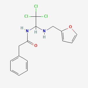 molecular formula C15H15Cl3N2O2 B2578507 2-phenyl-N-(2,2,2-trichloro-1-((furan-2-ylmethyl)amino)ethyl)acetamide CAS No. 302934-56-1