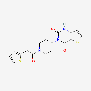 molecular formula C17H17N3O3S2 B2578508 3-(1-(2-(thiophen-2-yl)acetyl)piperidin-4-yl)thieno[3,2-d]pyrimidine-2,4(1H,3H)-dione CAS No. 2034533-71-4