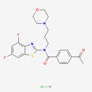 molecular formula C23H24ClF2N3O3S B2578519 4-acetyl-N-(4,6-difluorobenzo[d]thiazol-2-yl)-N-(3-morpholinopropyl)benzamide hydrochloride CAS No. 1216999-62-0