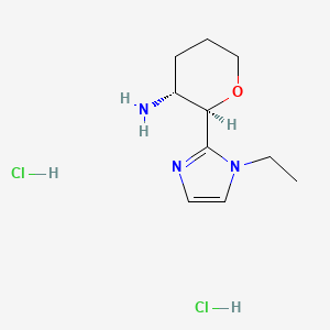 molecular formula C10H19Cl2N3O B2578524 (2R,3R)-2-(1-Ethylimidazol-2-yl)oxan-3-amine;dihydrochloride CAS No. 1807914-31-3