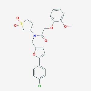 molecular formula C24H24ClNO6S B257853 N-{[5-(4-chlorophenyl)-2-furyl]methyl}-N-(1,1-dioxidotetrahydro-3-thienyl)-2-(2-methoxyphenoxy)acetamide 