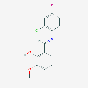 molecular formula C14H11ClFNO2 B2578533 2-{(E)-[(2-chloro-4-fluorophenyl)imino]methyl}-6-methoxyphenol CAS No. 1232827-52-9
