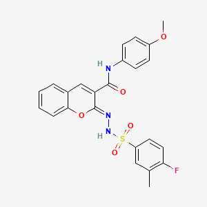 (2Z)-2-{[(4-fluoro-3-methylphenyl)sulfonyl]hydrazono}-N-(4-methoxyphenyl)-2H-chromene-3-carboxamide