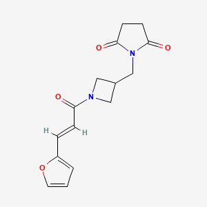 molecular formula C15H16N2O4 B2578564 1-({1-[(2E)-3-(furan-2-yl)prop-2-enoyl]azetidin-3-yl}methyl)pyrrolidine-2,5-dione CAS No. 2097941-12-1