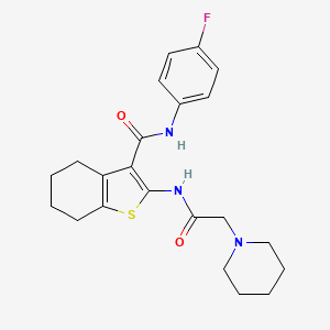 molecular formula C22H26FN3O2S B2578568 N-(4-fluorophenyl)-2-(2-(piperidin-1-yl)acetamido)-4,5,6,7-tetrahydrobenzo[b]thiophene-3-carboxamide CAS No. 503431-96-7
