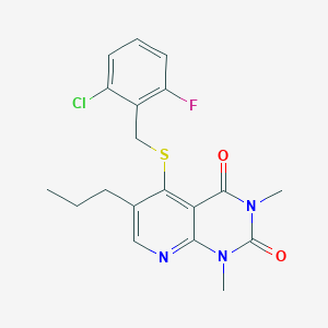molecular formula C19H19ClFN3O2S B2578581 5-((2-chloro-6-fluorobenzyl)thio)-1,3-dimethyl-6-propylpyrido[2,3-d]pyrimidine-2,4(1H,3H)-dione CAS No. 900005-01-8
