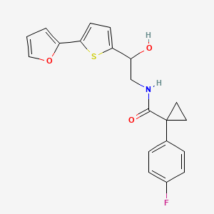 molecular formula C20H18FNO3S B2578582 1-(4-Fluorophenyl)-N-[2-[5-(furan-2-yl)thiophen-2-yl]-2-hydroxyethyl]cyclopropane-1-carboxamide CAS No. 2319717-51-4