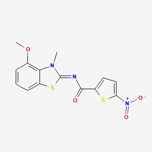 molecular formula C14H11N3O4S2 B2578584 N-(4-methoxy-3-methyl-1,3-benzothiazol-2-ylidene)-5-nitrothiophene-2-carboxamide CAS No. 477511-57-2