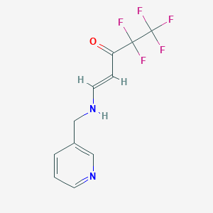 molecular formula C11H9F5N2O B2578587 (E)-4,4,5,5,5-五氟-1-[(3-吡啶基甲基)氨基]-1-戊烯-3-酮 CAS No. 692738-21-9
