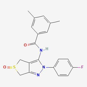 molecular formula C20H18FN3O2S B2578596 N-[2-(4-fluorophenyl)-5-oxo-4,6-dihydrothieno[3,4-c]pyrazol-3-yl]-3,5-dimethylbenzamide CAS No. 1007475-46-8