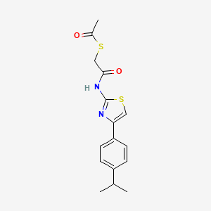 molecular formula C16H18N2O2S2 B2578600 S-(2-((4-(4-isopropylphenyl)thiazol-2-yl)amino)-2-oxoethyl) ethanethioate CAS No. 955738-69-9