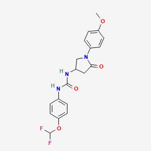 molecular formula C19H19F2N3O4 B2578603 1-(4-(二氟甲氧基)苯基)-3-(1-(4-甲氧基苯基)-5-氧代吡咯烷-3-基)脲 CAS No. 877640-64-7