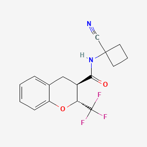 molecular formula C16H15F3N2O2 B2578608 (2R,3R)-N-(1-Cyanocyclobutyl)-2-(trifluoromethyl)-3,4-dihydro-2H-chromene-3-carboxamide CAS No. 2249602-56-8
