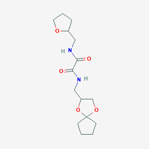 molecular formula C15H24N2O5 B2578610 N1-(1,4-dioxaspiro[4.4]nonan-2-ylmethyl)-N2-((tetrahydrofuran-2-yl)methyl)oxalamide CAS No. 941870-28-6