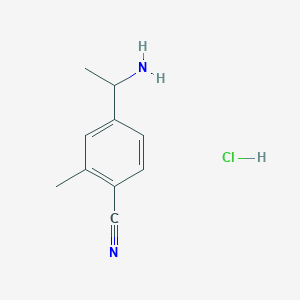 molecular formula C10H13ClN2 B2578618 4-(1-Aminoethyl)-2-methylbenzonitrile;hydrochloride CAS No. 2580235-15-8