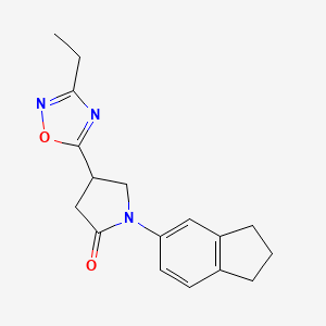 molecular formula C17H19N3O2 B2578619 1-(2,3-dihydro-1H-inden-5-yl)-4-(3-ethyl-1,2,4-oxadiazol-5-yl)pyrrolidin-2-one CAS No. 1170366-10-5