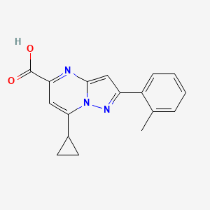 molecular formula C17H15N3O2 B2578621 7-Cyclopropyl-2-(2-methylphenyl)pyrazolo[1,5-a]pyrimidine-5-carboxylic acid CAS No. 1226350-97-5
