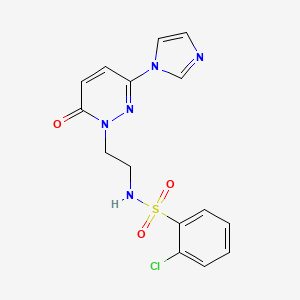 molecular formula C15H14ClN5O3S B2578647 N-(2-(3-(1H-imidazol-1-yl)-6-oxopyridazin-1(6H)-yl)ethyl)-2-chlorobenzenesulfonamide CAS No. 1396560-55-6