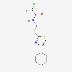 molecular formula C14H21ClN2OS B2578655 2-Chloro-N-[2-(4-cyclohexyl-1,3-thiazol-2-yl)ethyl]propanamide CAS No. 2411269-27-5