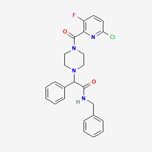 molecular formula C25H24ClFN4O2 B2578656 N-benzyl-2-[4-(6-chloro-3-fluoropyridine-2-carbonyl)piperazin-1-yl]-2-phenylacetamide CAS No. 1808365-67-4