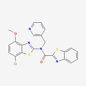 molecular formula C22H15ClN4O2S2 B2578659 N-(7-chloro-4-methoxybenzo[d]thiazol-2-yl)-N-(pyridin-3-ylmethyl)benzo[d]thiazole-2-carboxamide CAS No. 886965-20-4