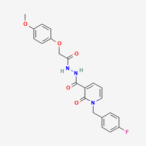 molecular formula C22H20FN3O5 B2578670 1-(4-fluorobenzyl)-N'-(2-(4-methoxyphenoxy)acetyl)-2-oxo-1,2-dihydropyridine-3-carbohydrazide CAS No. 1105242-91-8
