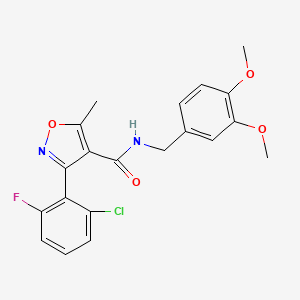 3-(2-chloro-6-fluorophenyl)-N-[(3,4-dimethoxyphenyl)methyl]-5-methyl-1,2-oxazole-4-carboxamide