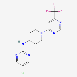 molecular formula C14H14ClF3N6 B2578675 5-chloro-N-{1-[6-(trifluoromethyl)pyrimidin-4-yl]piperidin-4-yl}pyrimidin-2-amine CAS No. 2034537-87-4