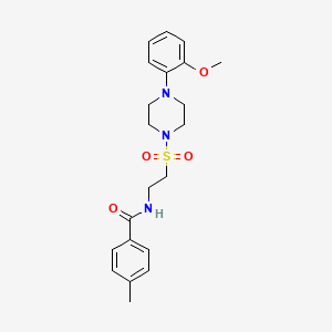 molecular formula C21H27N3O4S B2578692 N-(2-((4-(2-甲氧苯基)哌嗪-1-基)磺酰基)乙基)-4-甲基苯甲酰胺 CAS No. 897611-03-9