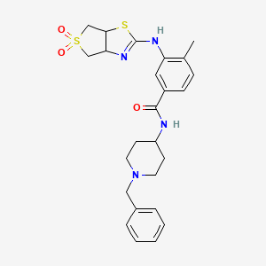 molecular formula C25H30N4O3S2 B2578693 N-(1-benzylpiperidin-4-yl)-3-((5,5-dioxido-3a,4,6,6a-tetrahydrothieno[3,4-d]thiazol-2-yl)amino)-4-methylbenzamide CAS No. 887213-36-7