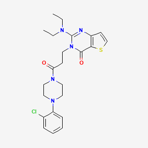 molecular formula C23H28ClN5O2S B2578702 3-{3-[4-(2-chlorophenyl)piperazin-1-yl]-3-oxopropyl}-2-(diethylamino)-3H,4H-thieno[3,2-d]pyrimidin-4-one CAS No. 1112439-51-6